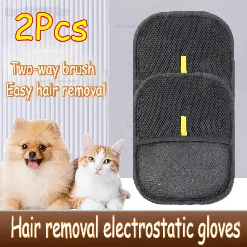 Pet Grooming Gloves Reusable Static Dedusting Brush Gloves Removing Dog Cat Hair From Sofa Carpet Clothes Pet Dog Hair Remover