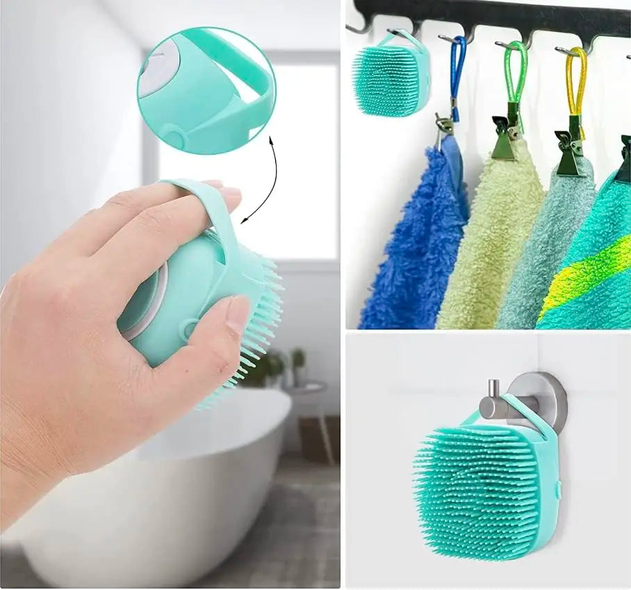 2-in-1 Silicone Pet Bath Brush - Fur Cleaning Massaging Foam Making Gentle on Dog Skin