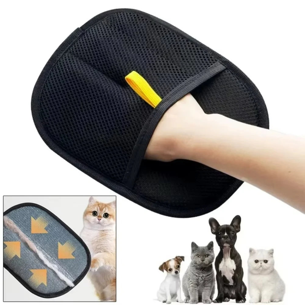 Pet Grooming Gloves Reusable Static Dedusting Brush Gloves Removing Dog Cat Hair From Sofa Carpet Clothes Pet Dog Hair Remover