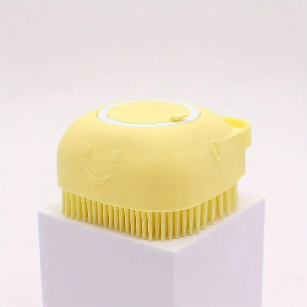 2-in-1 Silicone Pet Bath Brush - Fur Cleaning Massaging Foam Making Gentle on Dog Skin