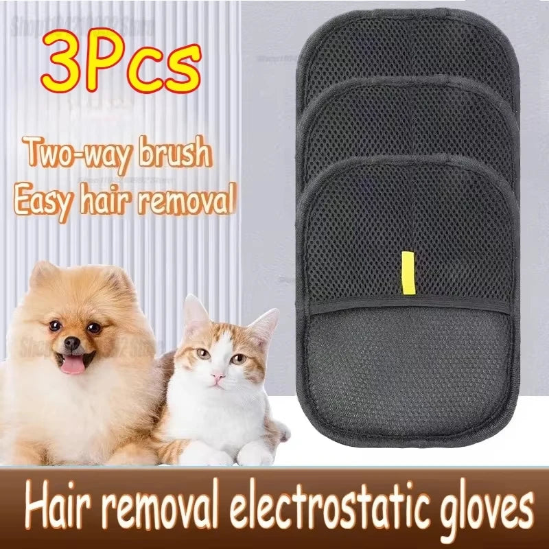 Pet Grooming Gloves Reusable Static Dedusting Brush Gloves Removing Dog Cat Hair From Sofa Carpet Clothes Pet Dog Hair Remover