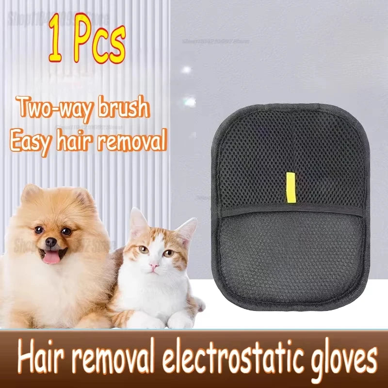 Pet Grooming Gloves Reusable Static Dedusting Brush Gloves Removing Dog Cat Hair From Sofa Carpet Clothes Pet Dog Hair Remover